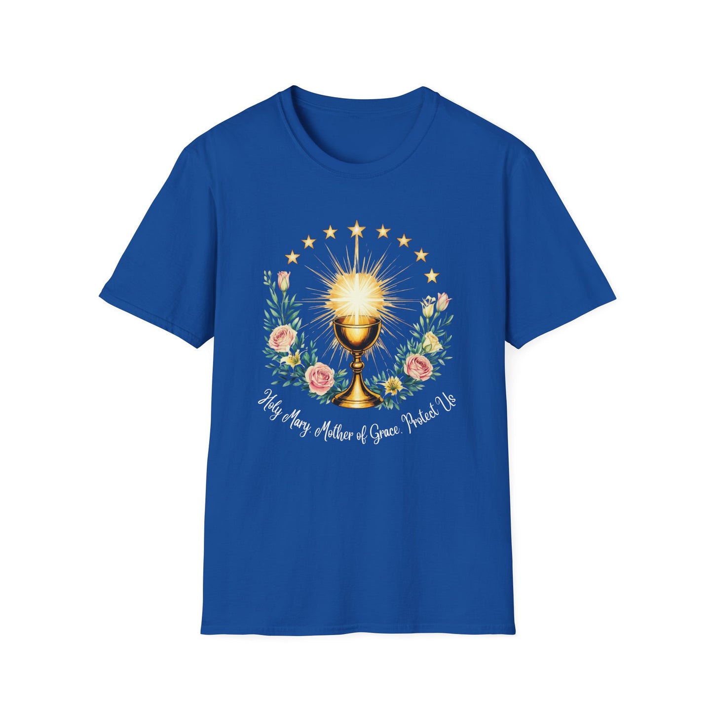 Floral Faith-Inspired Unisex T-Shirt – Inspirational Softstyle Tee, Spiritual Fashion Gift, Communion Celebration Apparel.
