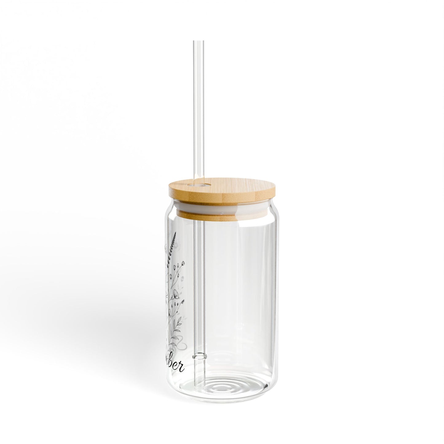 Personalized Birth Flower Glass Tumbler - Name & Month - Bridesmaid Gift, 16oz Coffee Cup, Customized Sipper Glass, Iced Tea Tumbler,