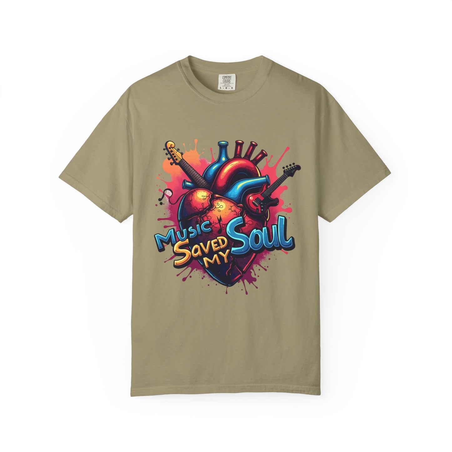 Comfort Colors® Music Saved My Soul Unisex Garment-Dyed T-Shirt - Vibrant Musical Heart Design