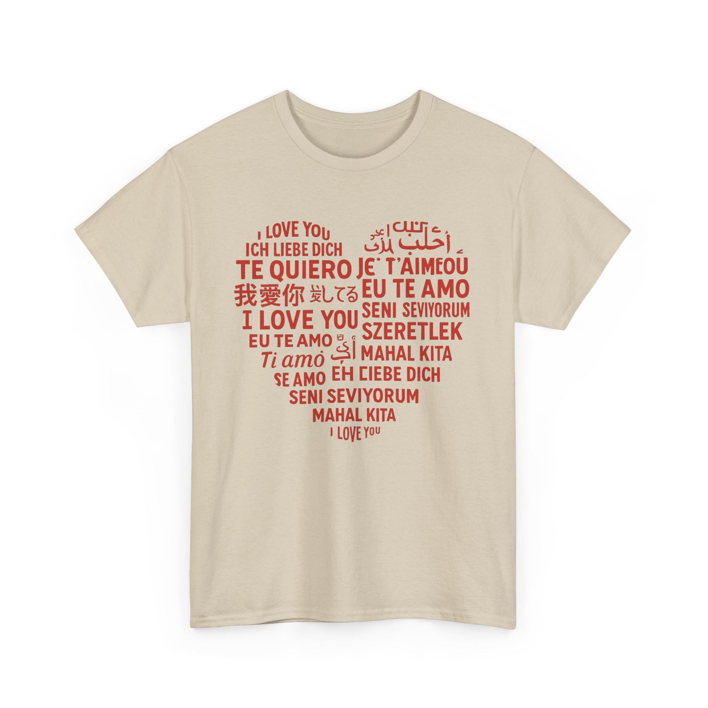 Multilingual Love Tee, Mother's Day Gift, Unisex Heavy Cotton T-Shirt, Anniversary Shirt, Valentine's Day Tee, Friendship Gift, Heartfelt