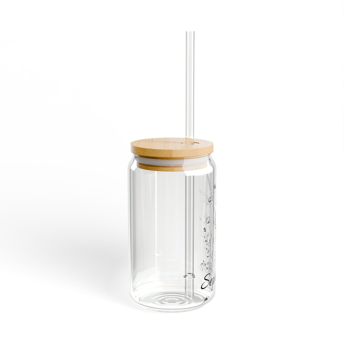 Personalized Birth Flower Glass Tumbler - Name & Month - Bridesmaid Gift, 16oz Coffee Cup, Customized Sipper Glass, Iced Tea Tumbler,