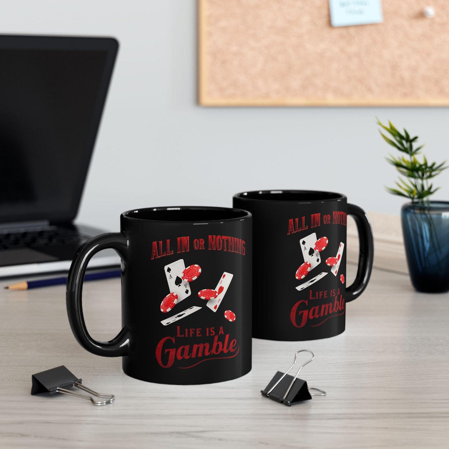 Poker Mug, Poker Player Gift, Casino Coffee Cup, Poker Lover Present, Black Mug 11oz 15oz, All In Or Nothing poker lover gift