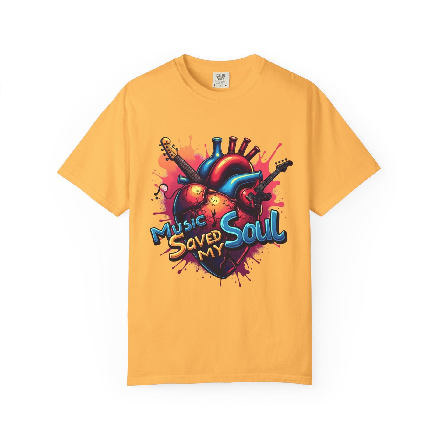 Comfort Colors® Music Saved My Soul Unisex Garment-Dyed T-Shirt - Vibrant Musical Heart Design