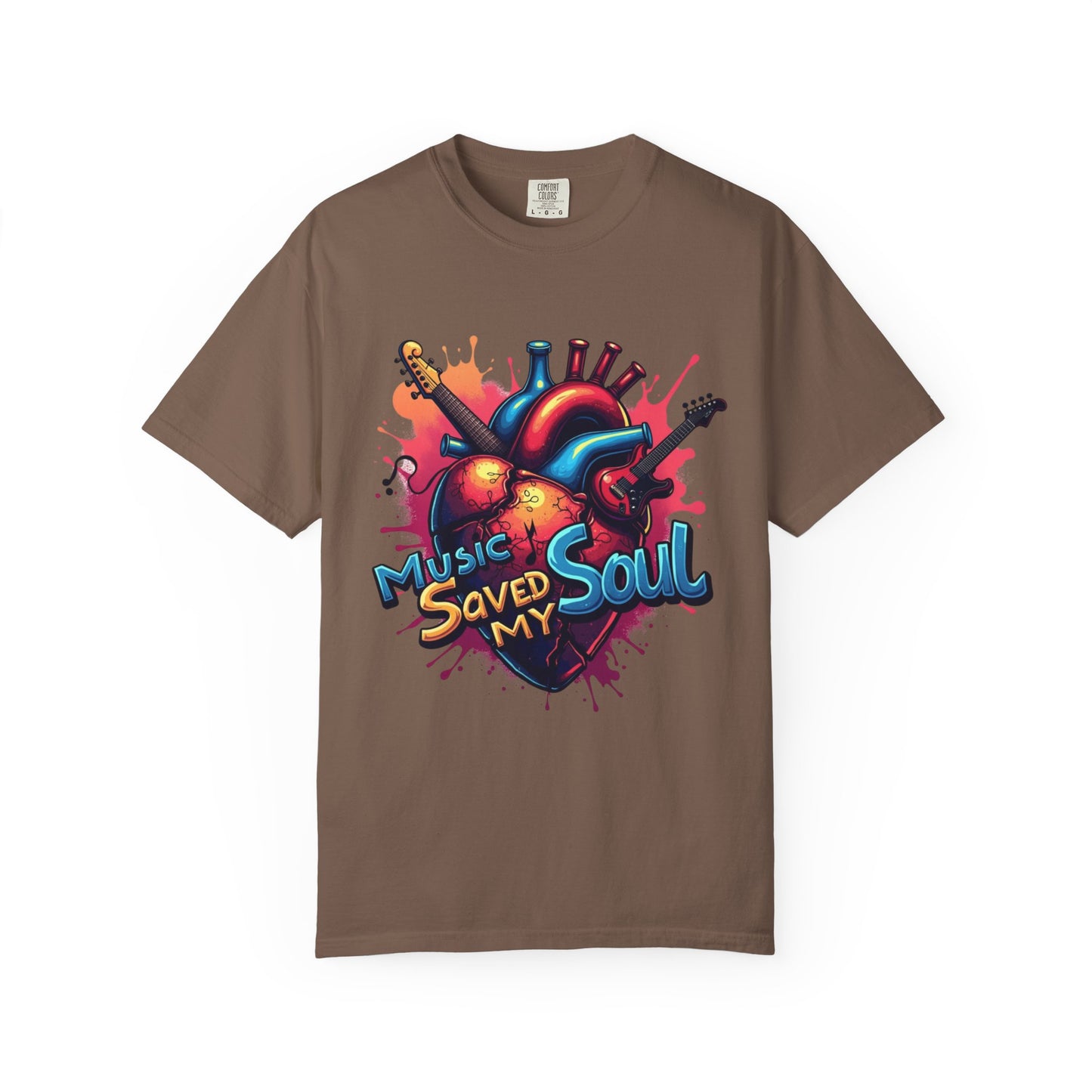 Comfort Colors® Music Saved My Soul Unisex Garment-Dyed T-Shirt - Vibrant Musical Heart Design