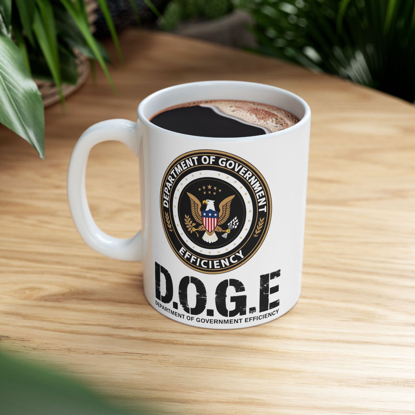 Patriotic Government Efficiency Mug, 11oz Political Humor Coffee Cup, USA Pride Black Mug, Freedom Lover Gift, Pro America Conservative Drinkware