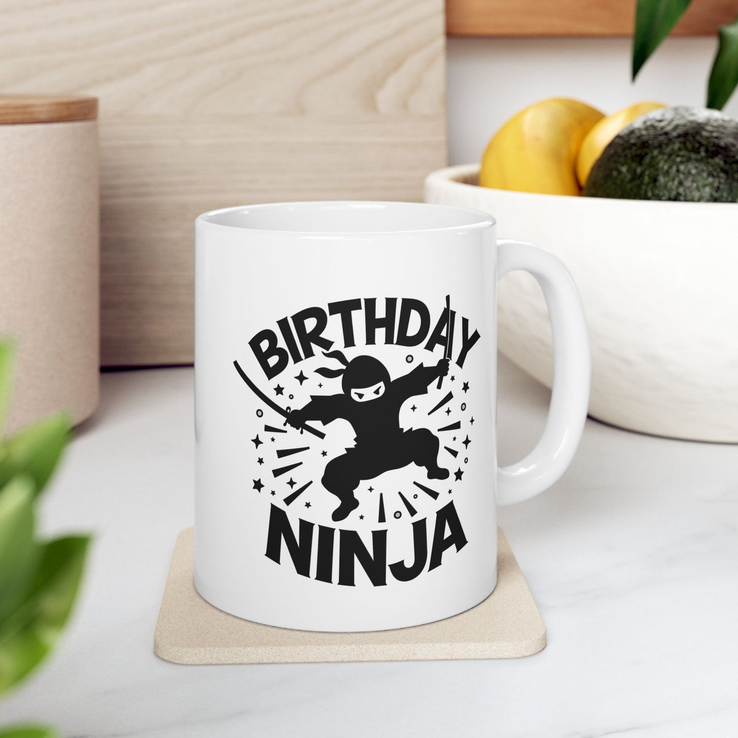 Birthday Ninja Mug, Fun Coffee Cup Gift, Unique Ninja Lover Ceramic Mug, Kids Gift Idea, Birthday Celebration Present, Funny Gift