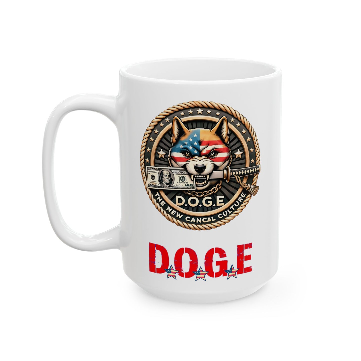 Trump Elon Musk DOGE Ceramic Mug, Department Of Government Efficiency Patriotic USA Republican, Gift for Republicans, Patriotic Coffee Cup,