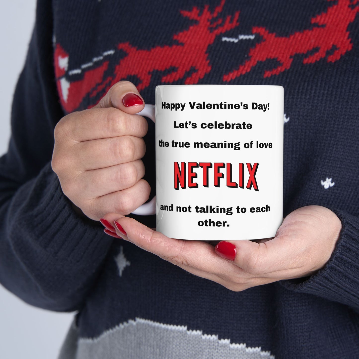 Netflix Love Ceramic Mug - Valentine's Day Gift, Coffee Lovers Cup, Couples Mugs, Gift for Him/Her, Fun Home Decor