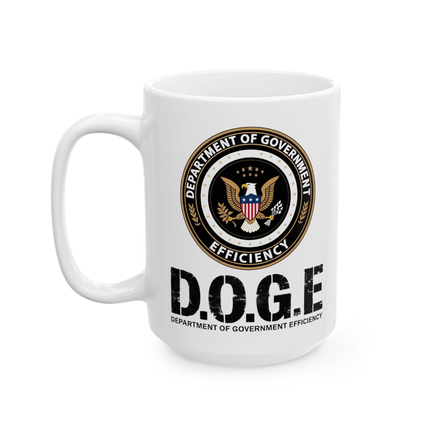 Patriotic Government Efficiency Mug, 11oz Political Humor Coffee Cup, USA Pride Black Mug, Freedom Lover Gift, Pro America Conservative Drinkware