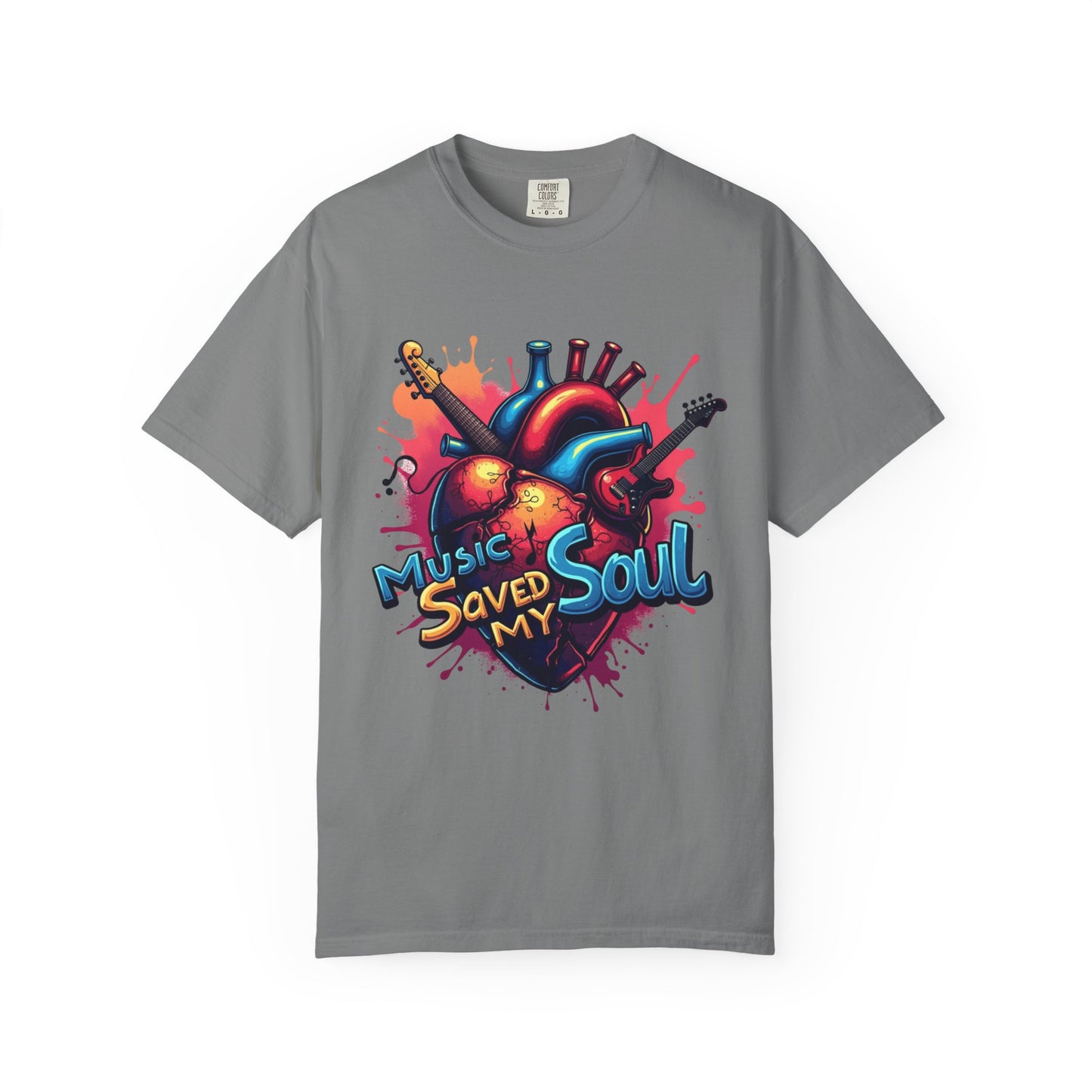 Comfort Colors® Music Saved My Soul Unisex Garment-Dyed T-Shirt - Vibrant Musical Heart Design