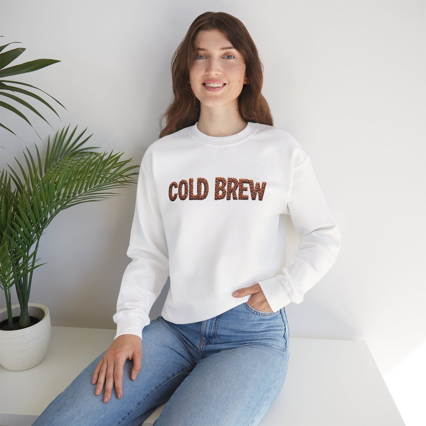 Cold Brew Sweatshirt - Gift for Coffee Lovers, Coffee Addicts, Caffeine Junkies, Daily Coffee Drinkers, Crewneck Sweatshirt