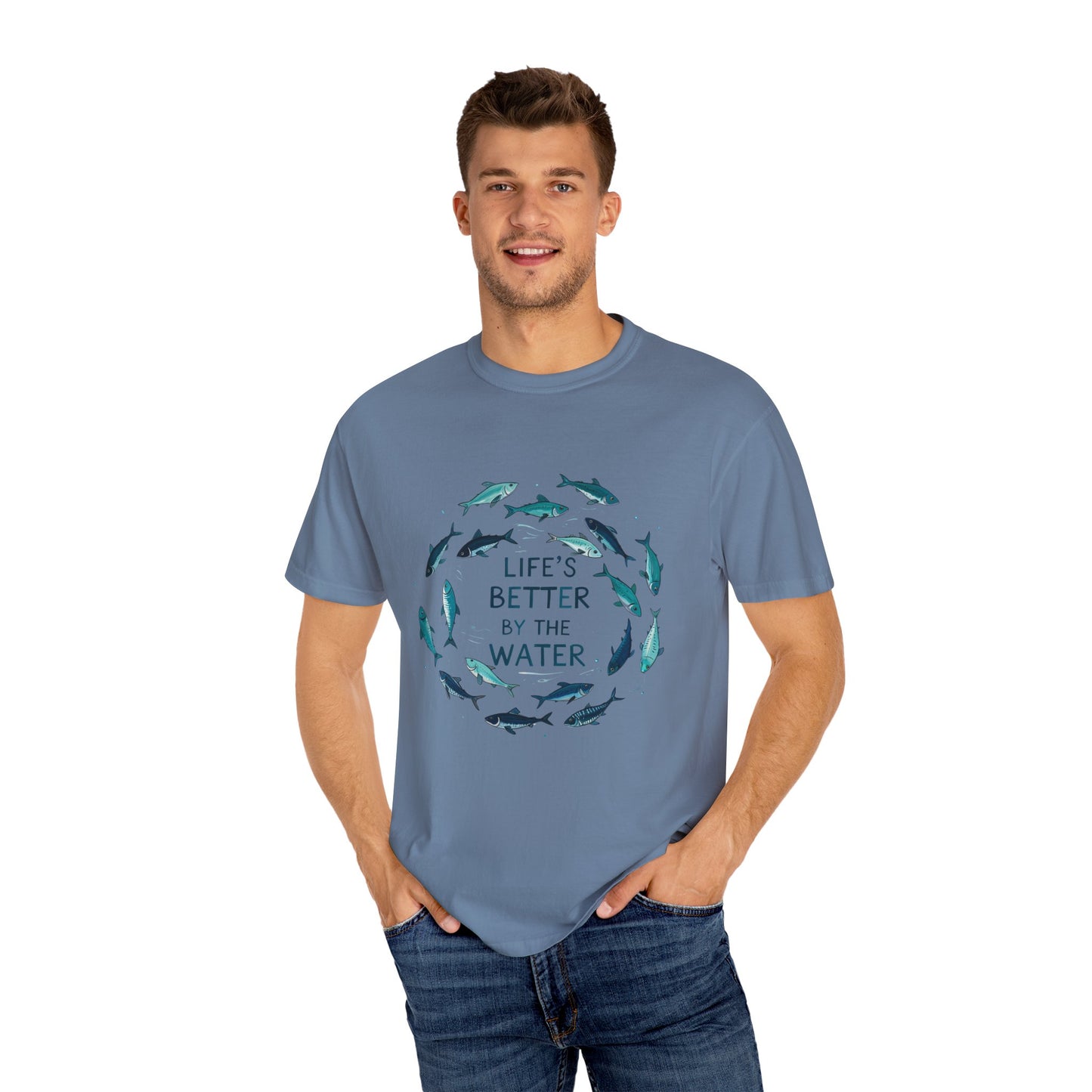 Comfort Colors® Life's Better by the Water Unisex Fishing Shirt, Fishing Lover's Tee, Funny Fishing Gift, Fathers Day, Husband Gift, Daddy Shirt, Grandpa