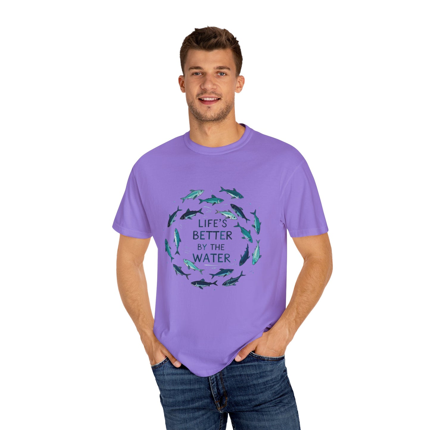 Comfort Colors® Life's Better by the Water Unisex Fishing Shirt, Fishing Lover's Tee, Funny Fishing Gift, Fathers Day, Husband Gift, Daddy Shirt, Grandpa