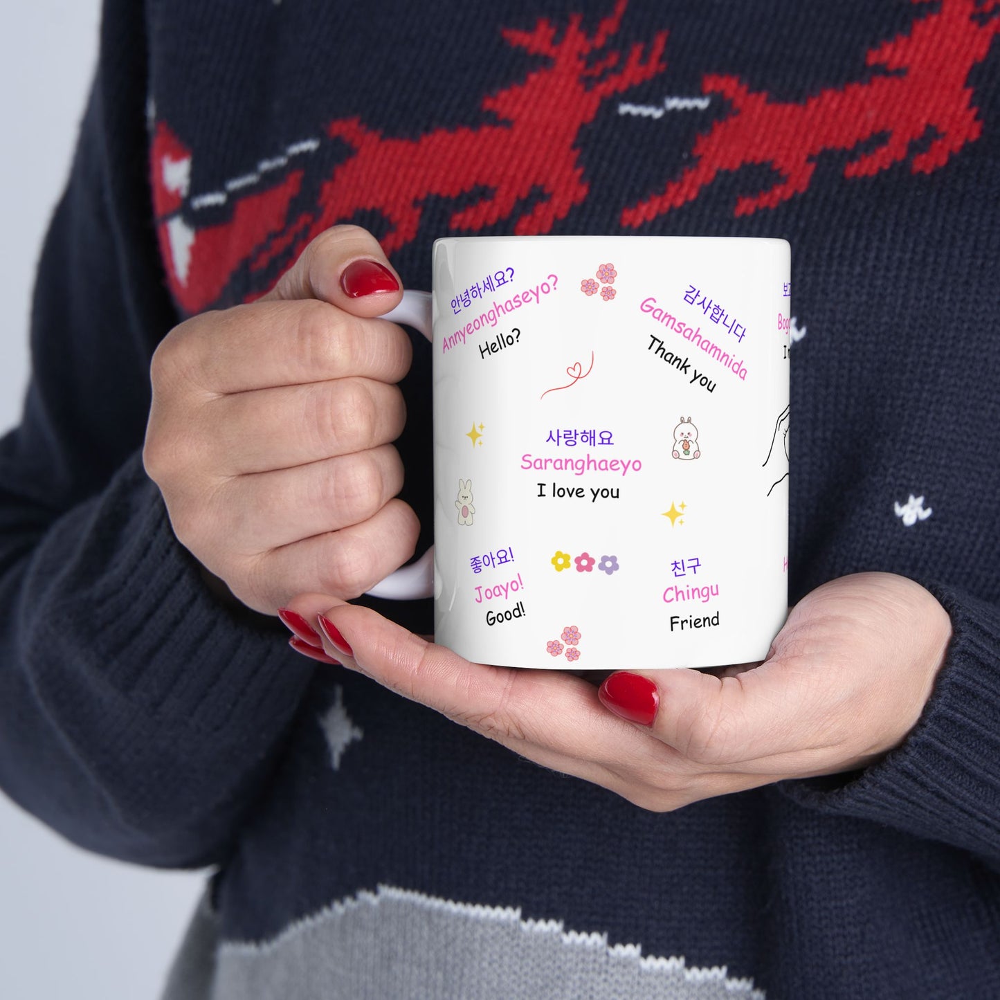 Korean Mug, Hangul Language Cup, Kdrama Lover Coffee Mug, K-pop Fan Gift, Jinjja Chingu, Korean Phrases Mug, KDrama Addict Mug | Unique Gift