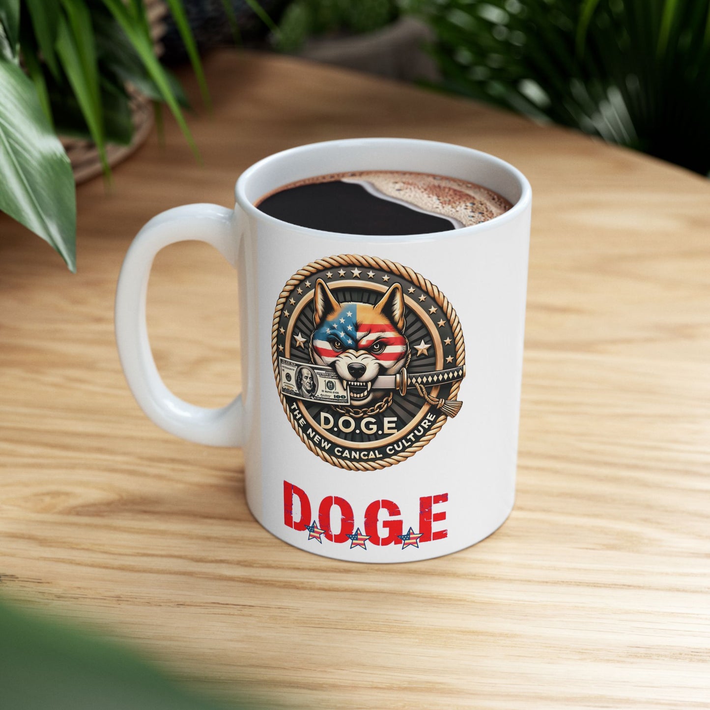 Trump Elon Musk DOGE Ceramic Mug, Department Of Government Efficiency Patriotic USA Republican, Gift for Republicans, Patriotic Coffee Cup,