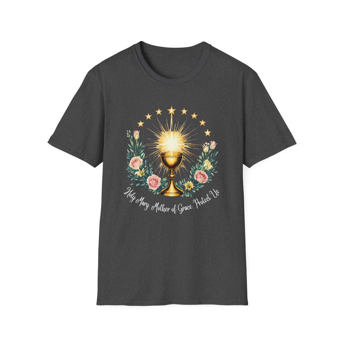 Floral Faith-Inspired Unisex T-Shirt – Inspirational Softstyle Tee, Spiritual Fashion Gift, Communion Celebration Apparel.