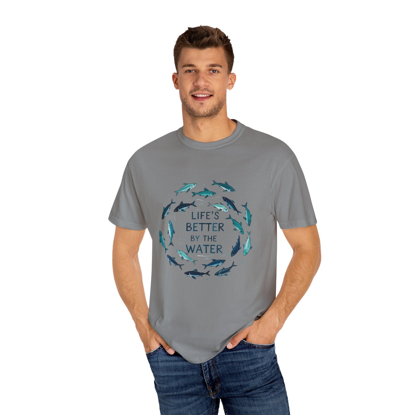 Comfort Colors® Life's Better by the Water Unisex Fishing Shirt, Fishing Lover's Tee, Funny Fishing Gift, Fathers Day, Husband Gift, Daddy Shirt, Grandpa