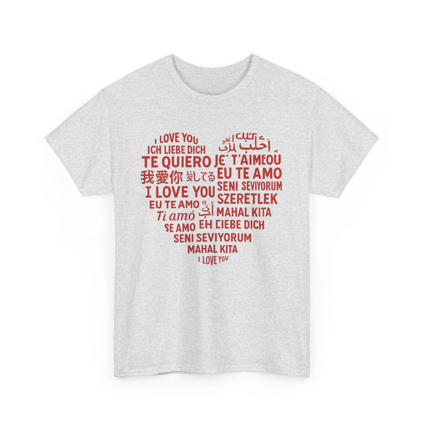 Multilingual Love Tee, Mother's Day Gift, Unisex Heavy Cotton T-Shirt, Anniversary Shirt, Valentine's Day Tee, Friendship Gift, Heartfelt
