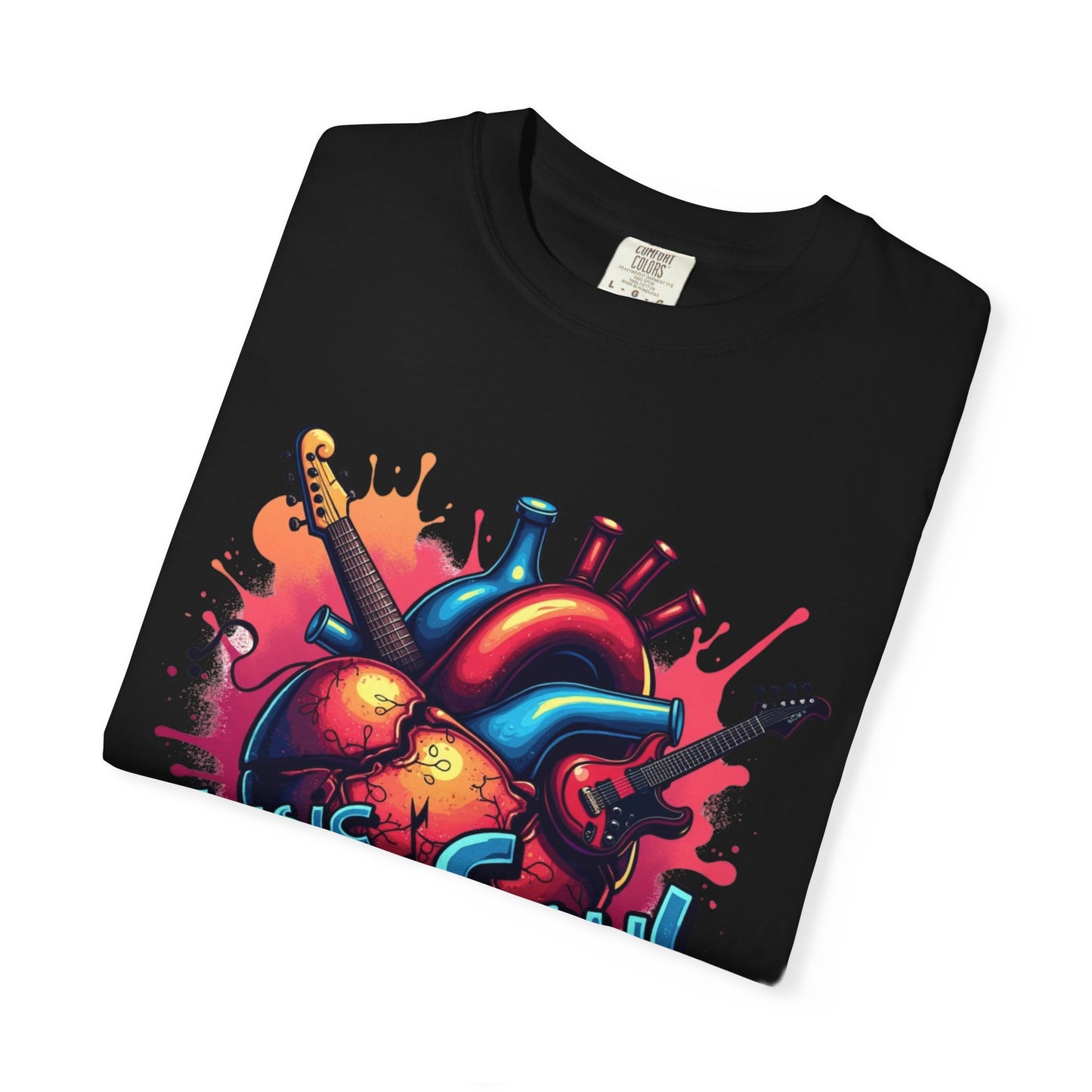 Comfort Colors® Music Saved My Soul Unisex Garment-Dyed T-Shirt - Vibrant Musical Heart Design