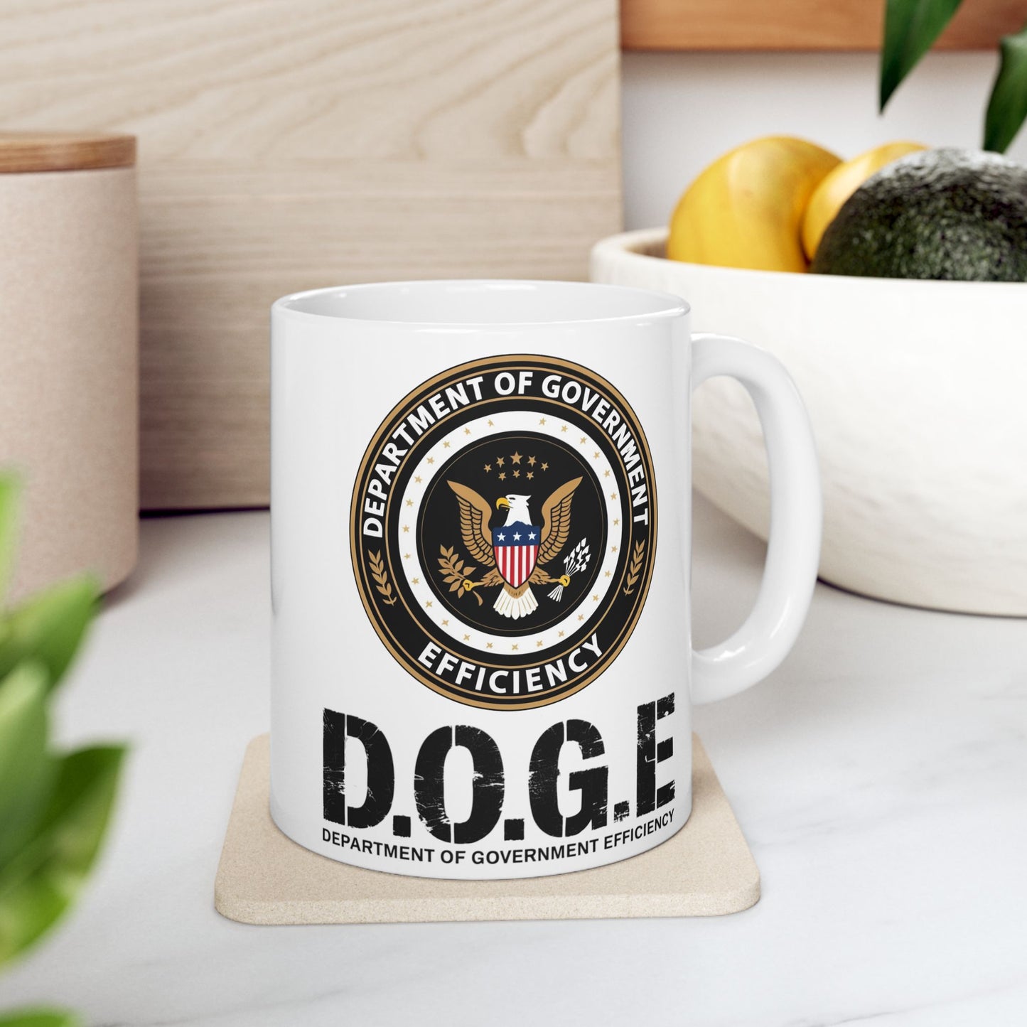 Patriotic Government Efficiency Mug, 11oz Political Humor Coffee Cup, USA Pride Black Mug, Freedom Lover Gift, Pro America Conservative Drinkware