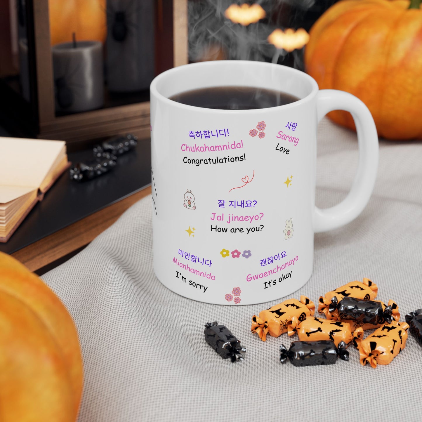 Korean Mug, Hangul Language Cup, Kdrama Lover Coffee Mug, K-pop Fan Gift, Jinjja Chingu, Korean Phrases Mug, KDrama Addict Mug | Unique Gift