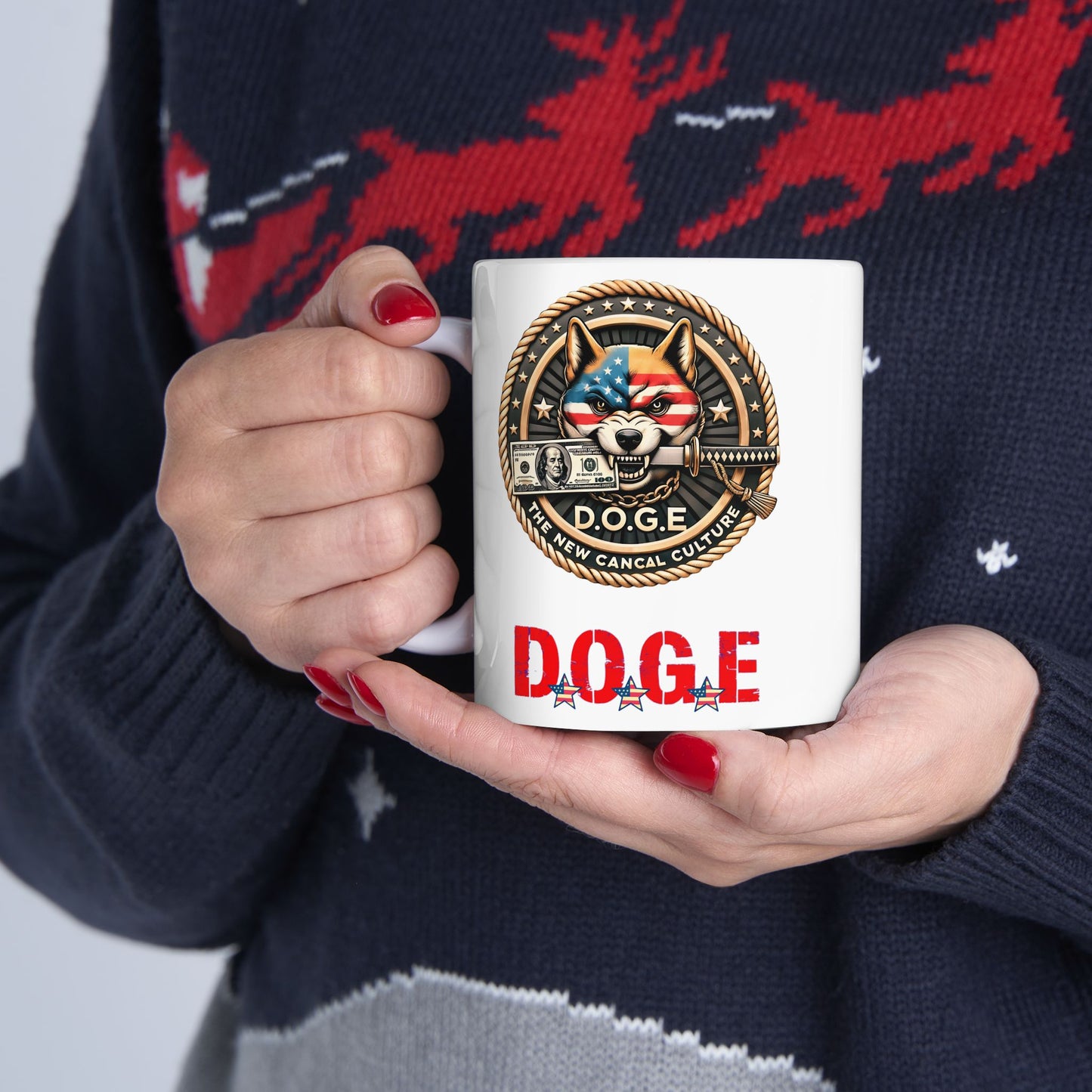 Trump Elon Musk DOGE Ceramic Mug, Department Of Government Efficiency Patriotic USA Republican, Gift for Republicans, Patriotic Coffee Cup,
