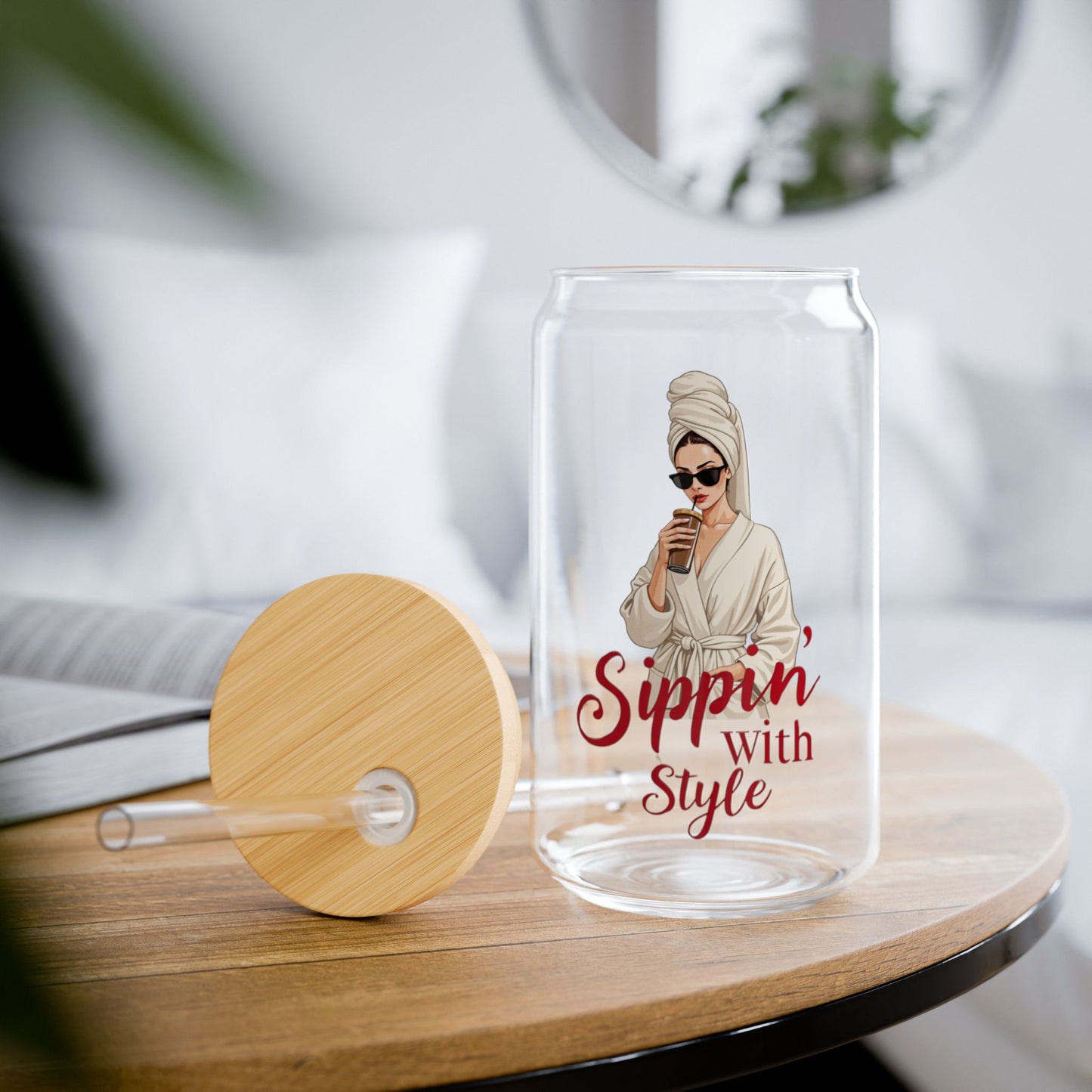 Chic Sipper Glass, 16oz | Stylish Drinkware for Coffee Lovers, Fun Sassy Sips, Eco-Friendly, Sipping in Style, Great Gift Idea
