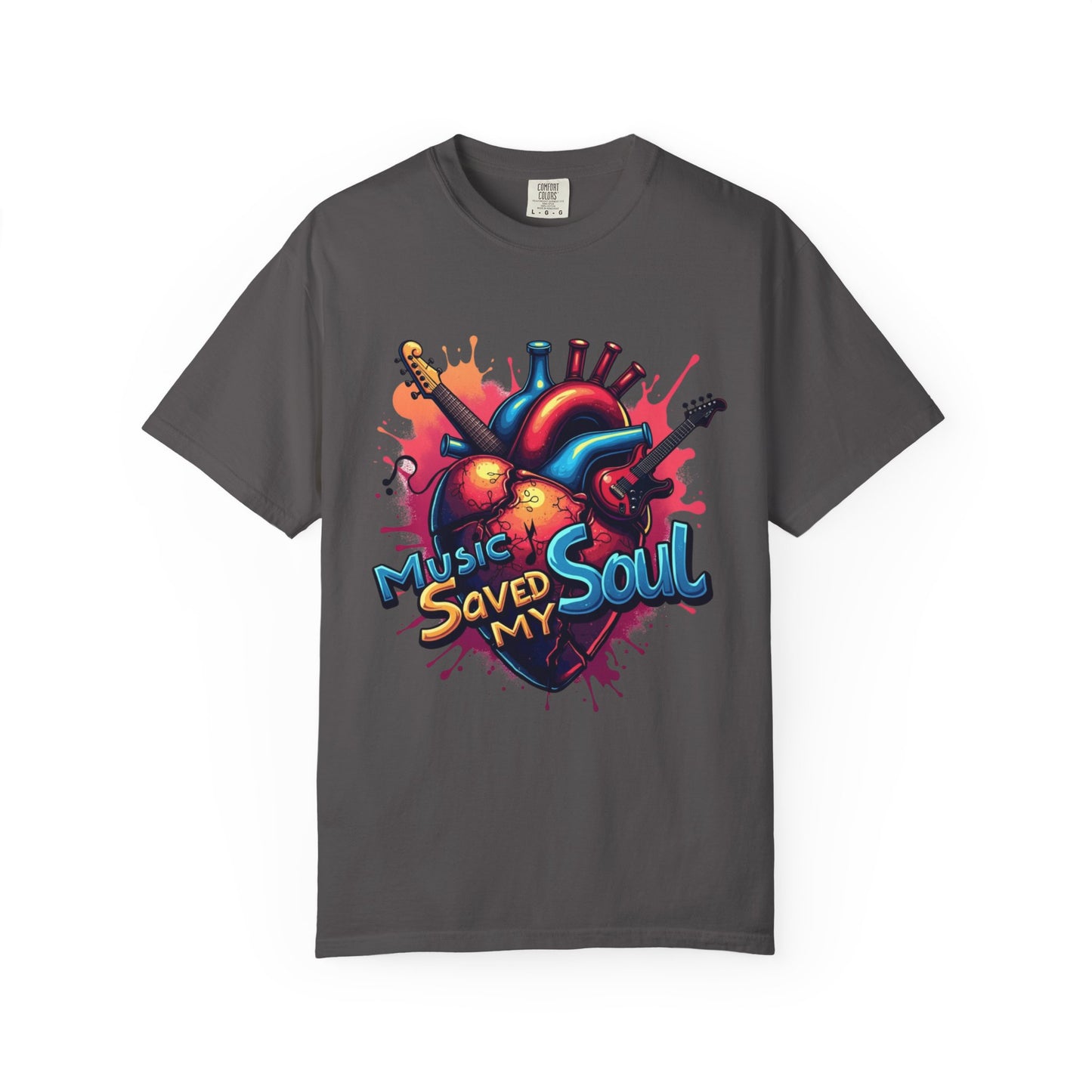Comfort Colors® Music Saved My Soul Unisex Garment-Dyed T-Shirt - Vibrant Musical Heart Design