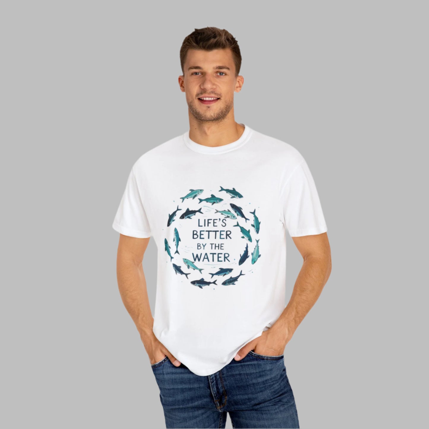 Comfort Colors® Life's Better by the Water Unisex Fishing Shirt, Fishing Lover's Tee, Funny Fishing Gift, Fathers Day, Husband Gift, Daddy Shirt, Grandpa