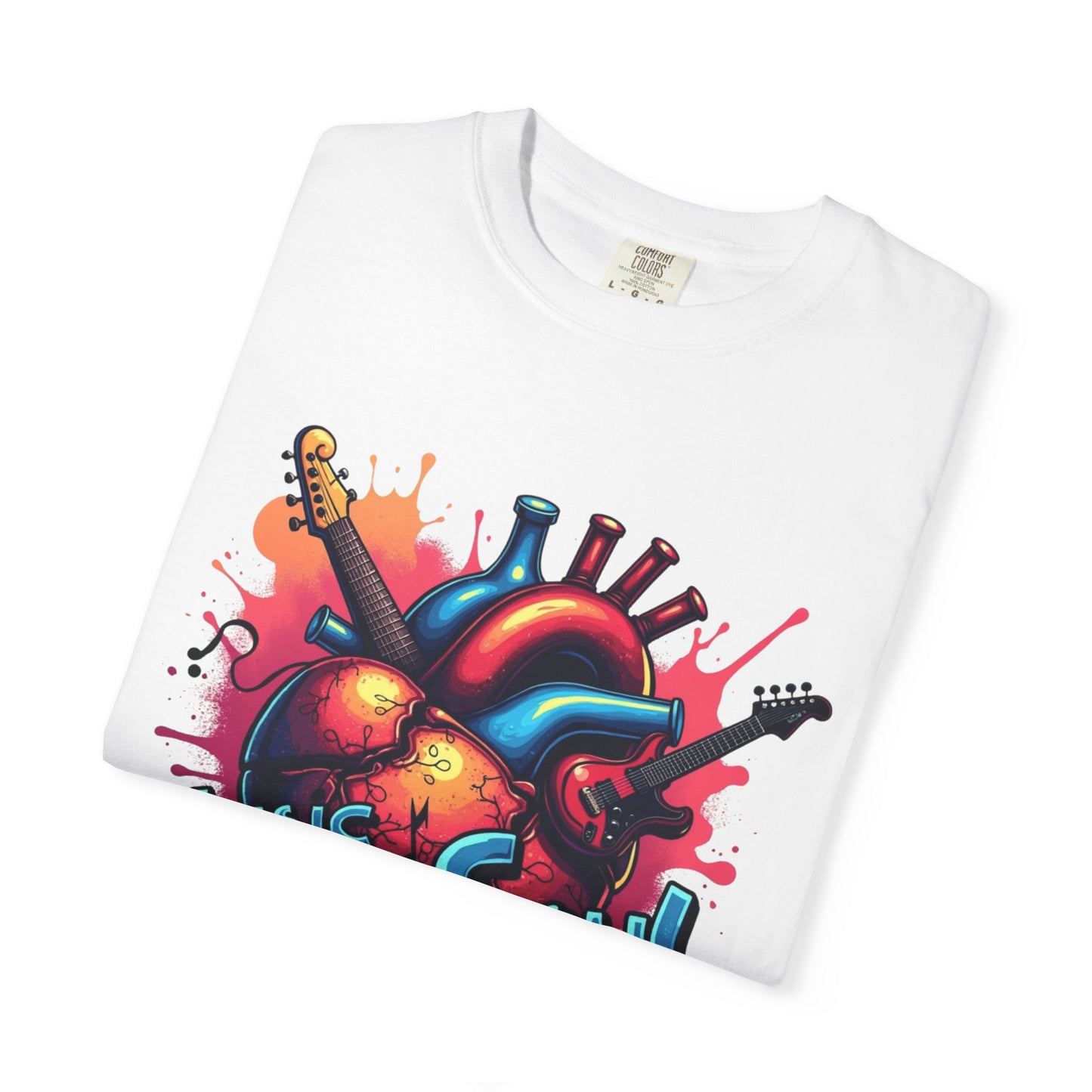Comfort Colors® Music Saved My Soul Unisex Garment-Dyed T-Shirt - Vibrant Musical Heart Design