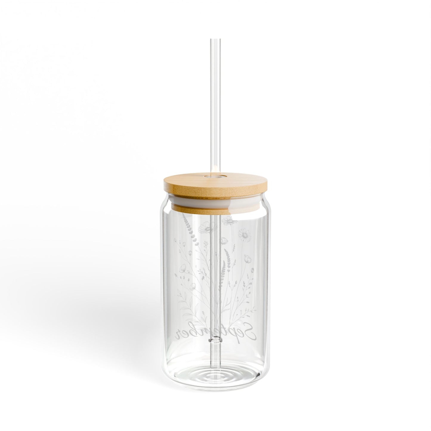 Personalized Birth Flower Glass Tumbler - Name & Month - Bridesmaid Gift, 16oz Coffee Cup, Customized Sipper Glass, Iced Tea Tumbler,