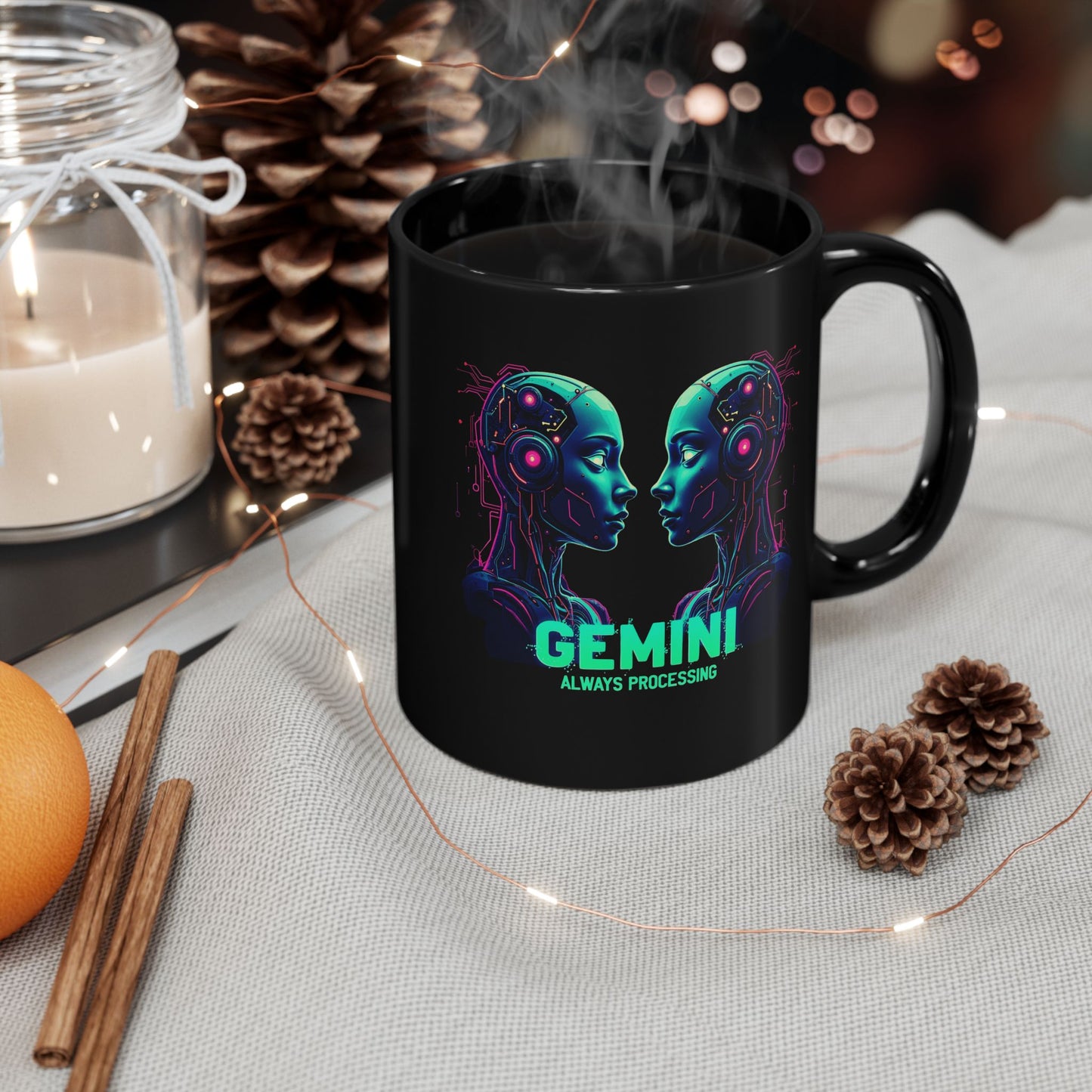 Gemini Zodiac Mug, May June Birthday Gift, Horoscope Astrology Cup, Cute Birthday Gift for Her, Black Mug 11oz, Gemini Mug