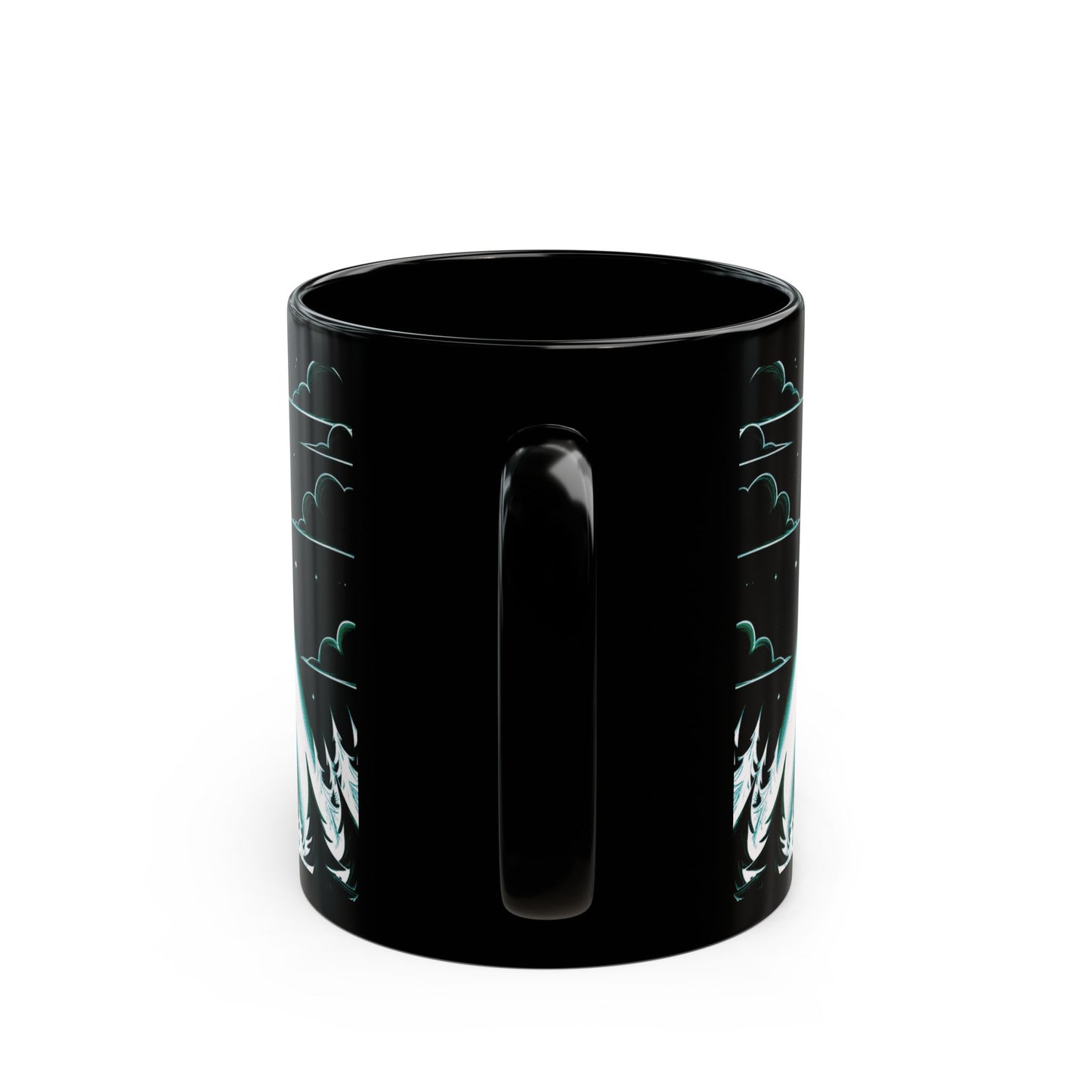 UFO Forest Black Mug - Sci-Fi Coffee Cup for Alien Lovers, Ideal Gift for Birthdays, Holidays, and Collectors, Space Decor, Space Mug, Alien