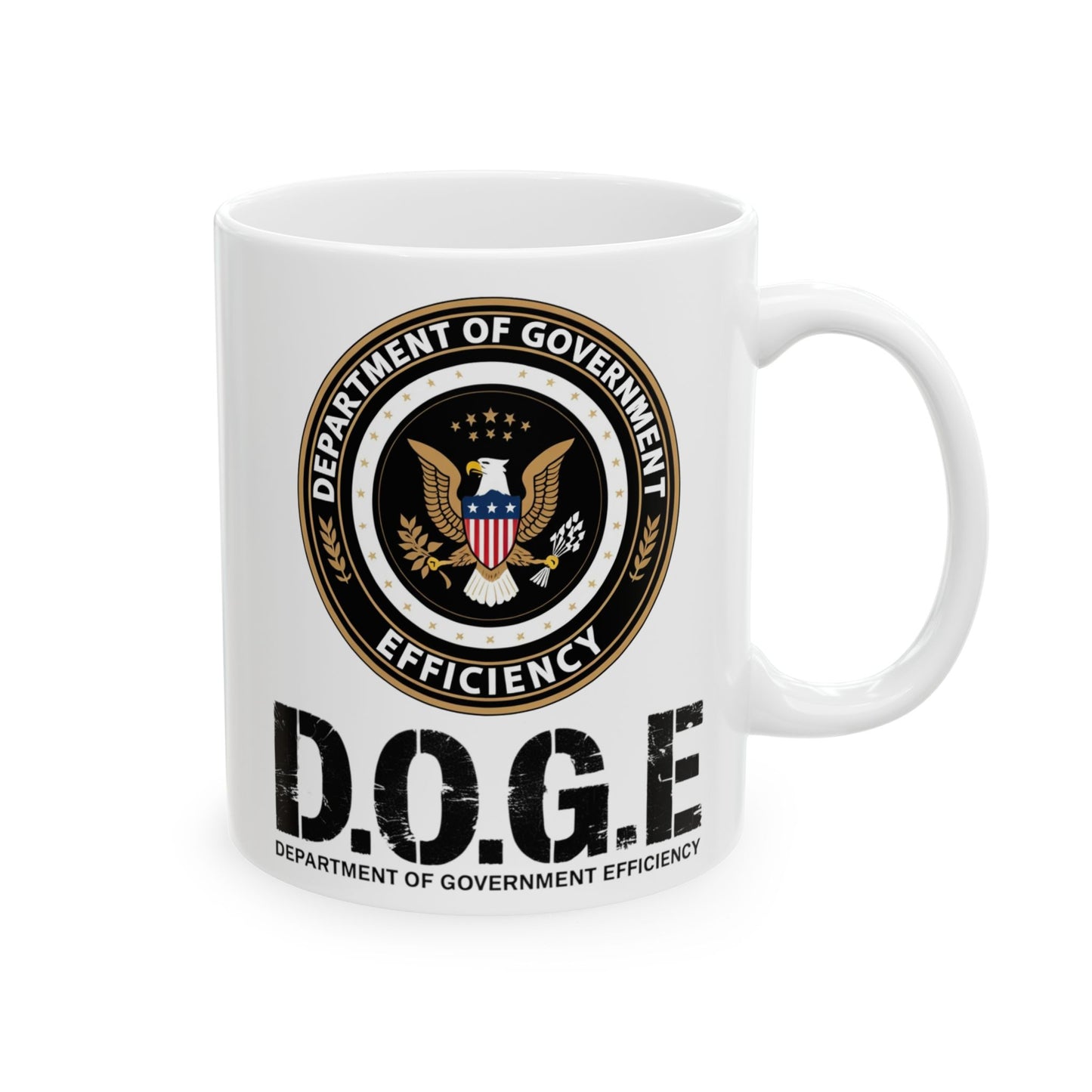 Patriotic Government Efficiency Mug, 11oz Political Humor Coffee Cup, USA Pride Black Mug, Freedom Lover Gift, Pro America Conservative Drinkware