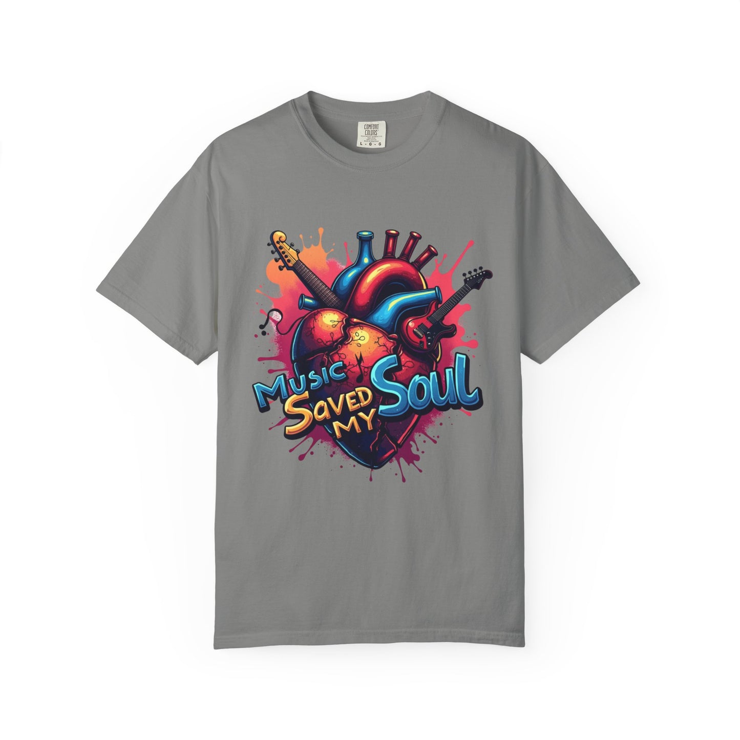 Comfort Colors® Music Saved My Soul Unisex Garment-Dyed T-Shirt - Vibrant Musical Heart Design