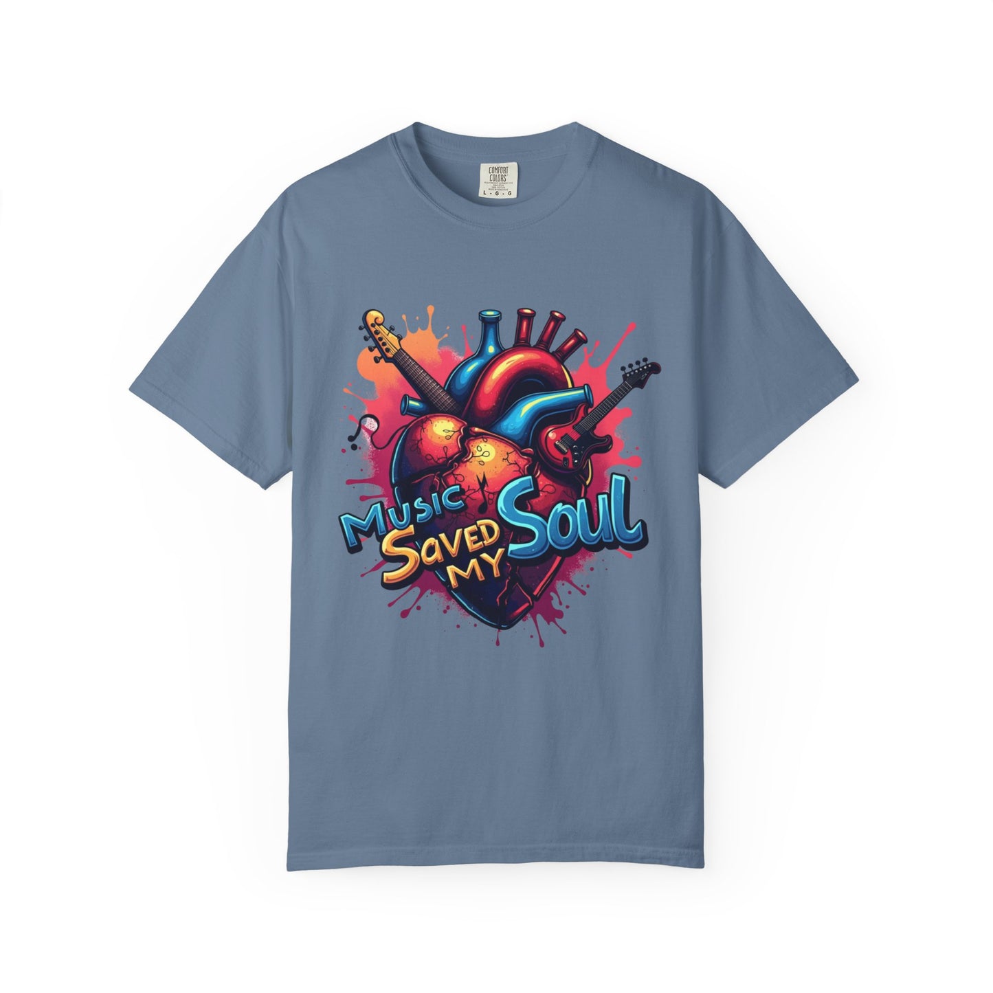 Comfort Colors® Music Saved My Soul Unisex Garment-Dyed T-Shirt - Vibrant Musical Heart Design