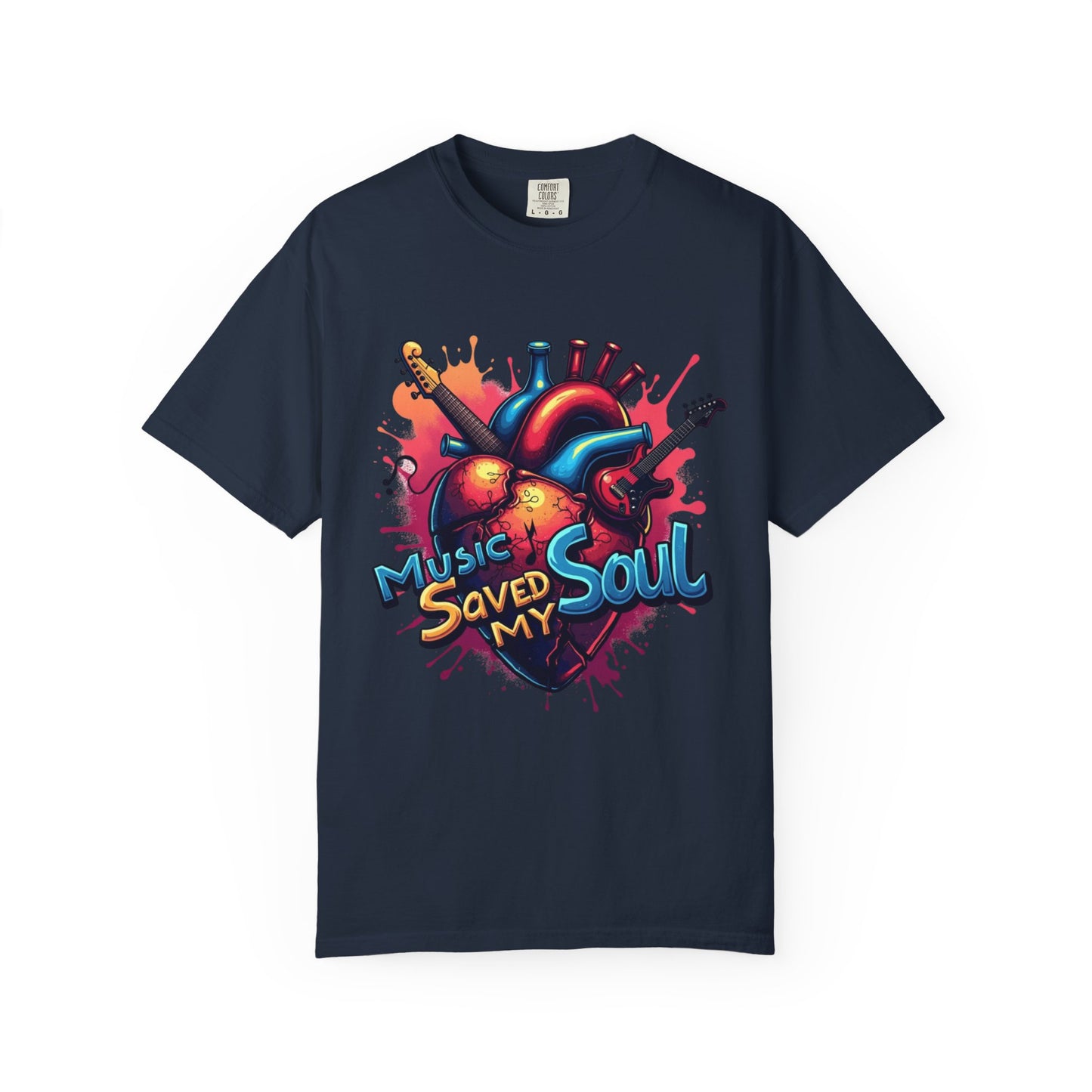 Comfort Colors® Music Saved My Soul Unisex Garment-Dyed T-Shirt - Vibrant Musical Heart Design