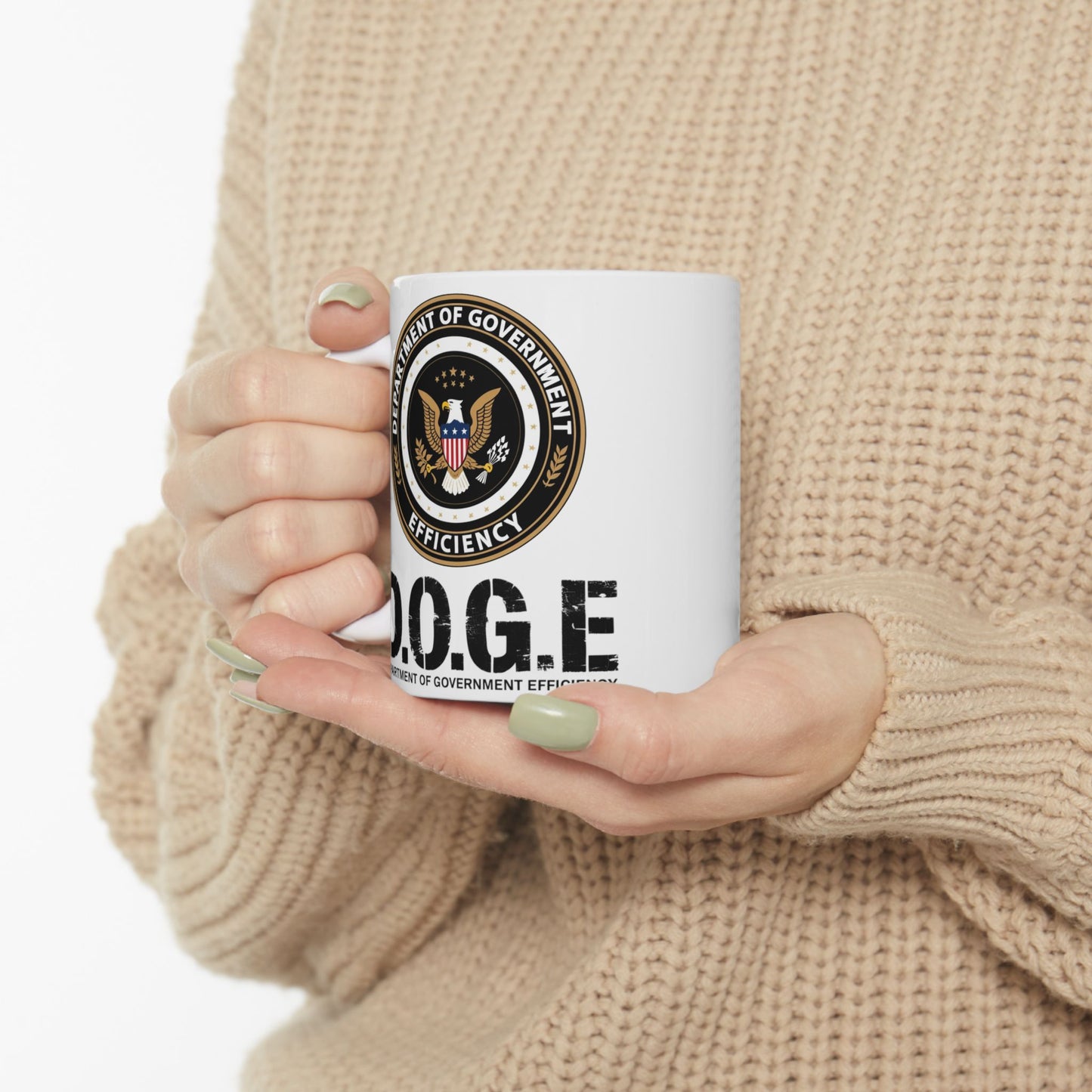 Patriotic Government Efficiency Mug, 11oz Political Humor Coffee Cup, USA Pride Black Mug, Freedom Lover Gift, Pro America Conservative Drinkware