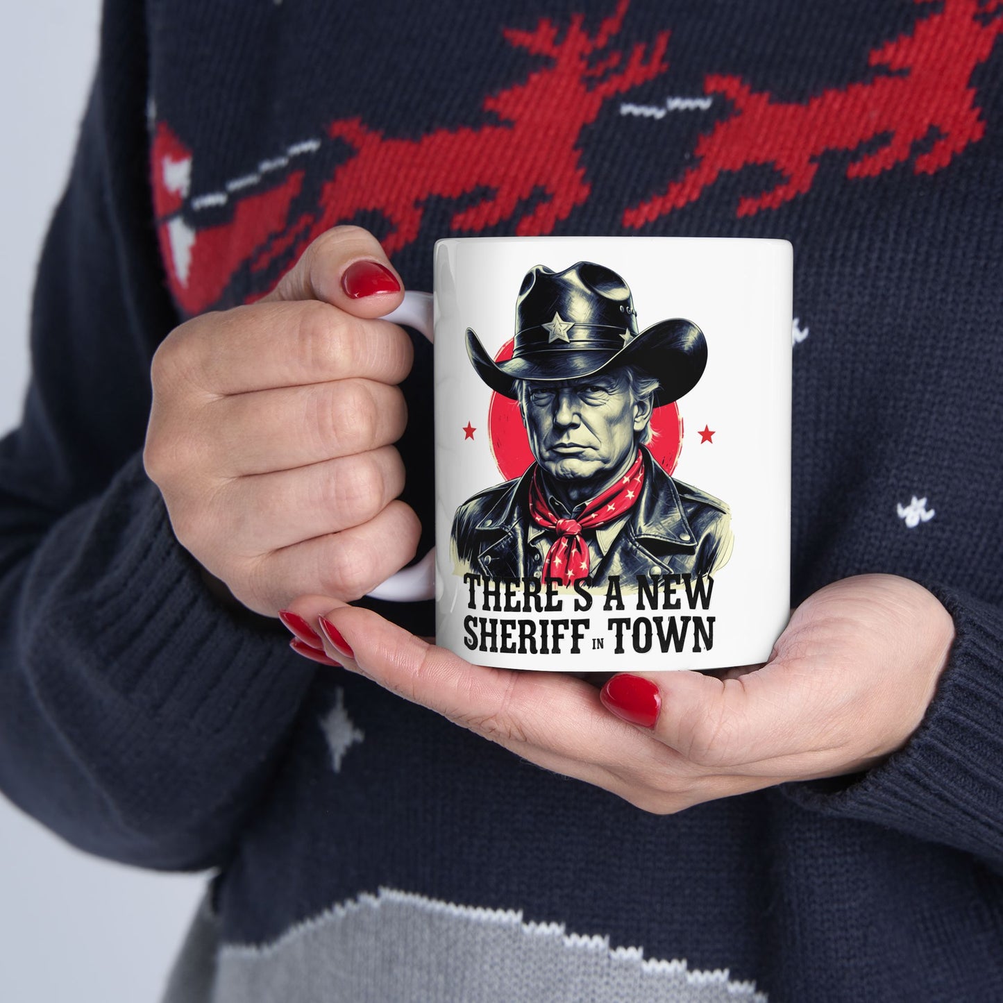Rugged Western Cowboy Mug, 11oz 15oz Patriotic Ceramic Coffee Cup, Political Humor Gift, Rustic USA Pride Mug, Freedom Lover Drinkware