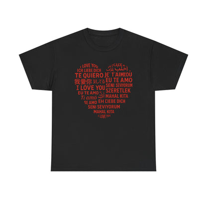 Multilingual Love Tee, Mother's Day Gift, Unisex Heavy Cotton T-Shirt, Anniversary Shirt, Valentine's Day Tee, Friendship Gift, Heartfelt