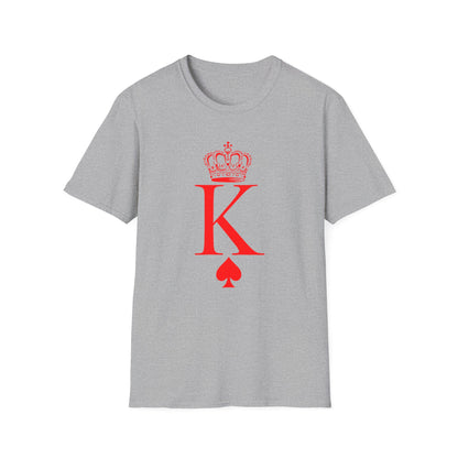King of Hearts Poker T-Shirt, Unisex Softstyle Tee, Casual Gamer Apparel, Playing Cards Gift, Fun Party Wear, Card Game Outfit