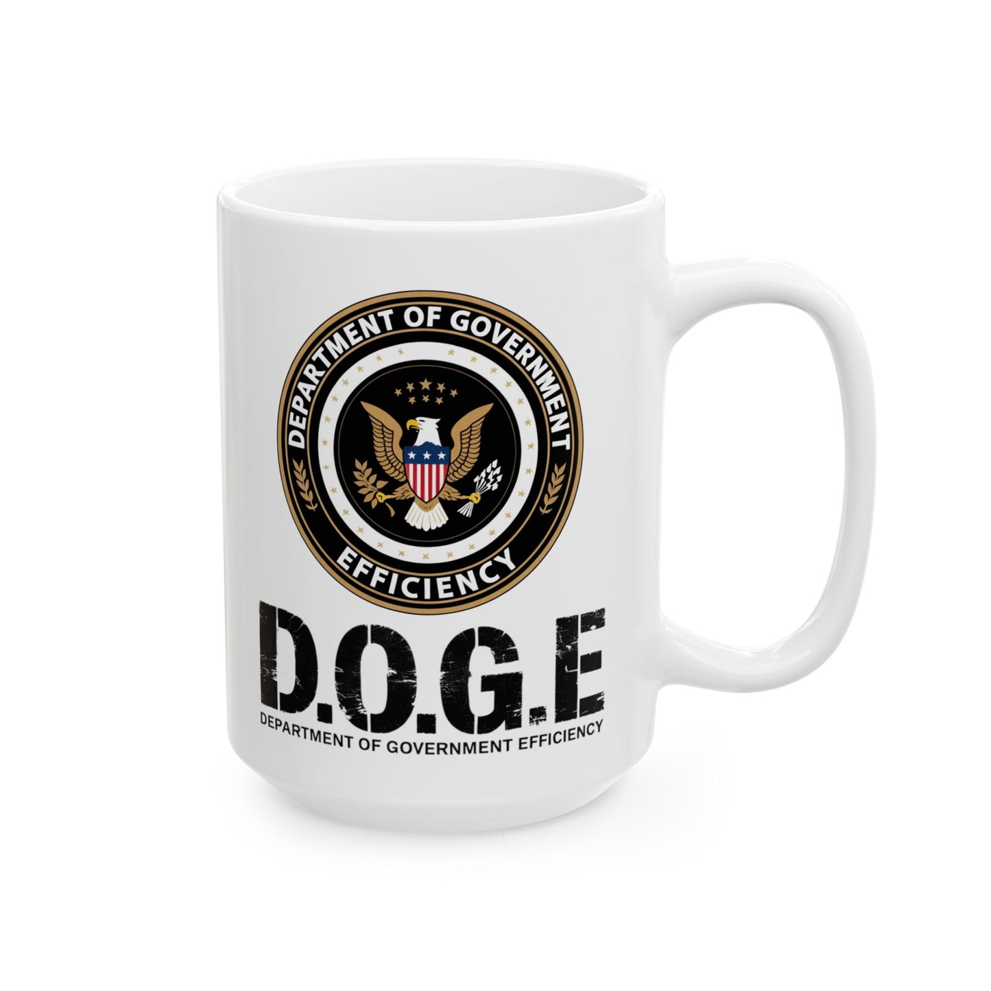 Patriotic Government Efficiency Mug, 11oz Political Humor Coffee Cup, USA Pride Black Mug, Freedom Lover Gift, Pro America Conservative Drinkware