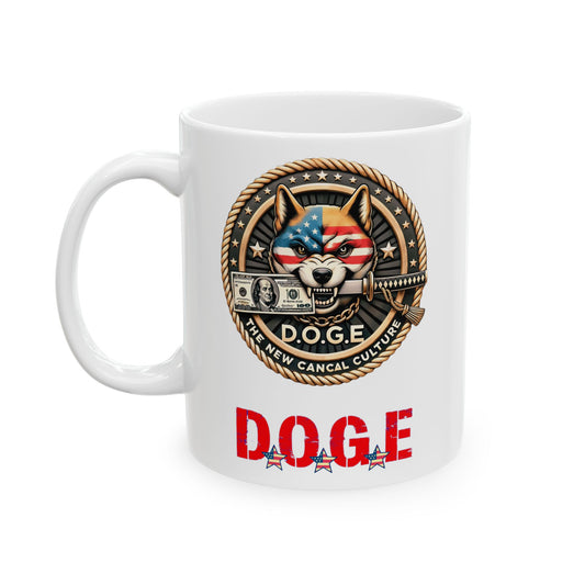 Trump Elon Musk DOGE Ceramic Mug, Department Of Government Efficiency Patriotic USA Republican, Gift for Republicans, Patriotic Coffee Cup,