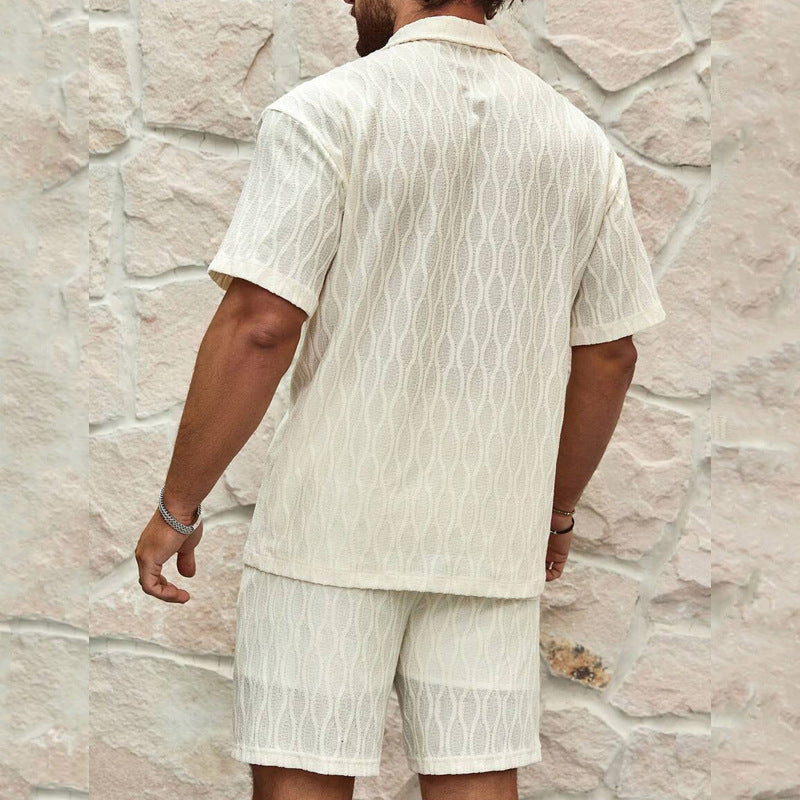 Men's Summer Tracksuit Set – Casual 2-Piece Button Shirt & Shorts