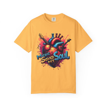 Comfort Colors® Music Saved My Soul Unisex Garment-Dyed T-Shirt - Vibrant Musical Heart Design
