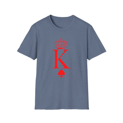 King of Hearts Poker T-Shirt, Unisex Softstyle Tee, Casual Gamer Apparel, Playing Cards Gift, Fun Party Wear, Card Game Outfit