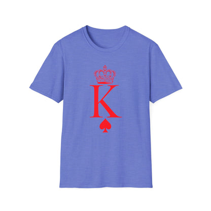 King of Hearts Poker T-Shirt, Unisex Softstyle Tee, Casual Gamer Apparel, Playing Cards Gift, Fun Party Wear, Card Game Outfit