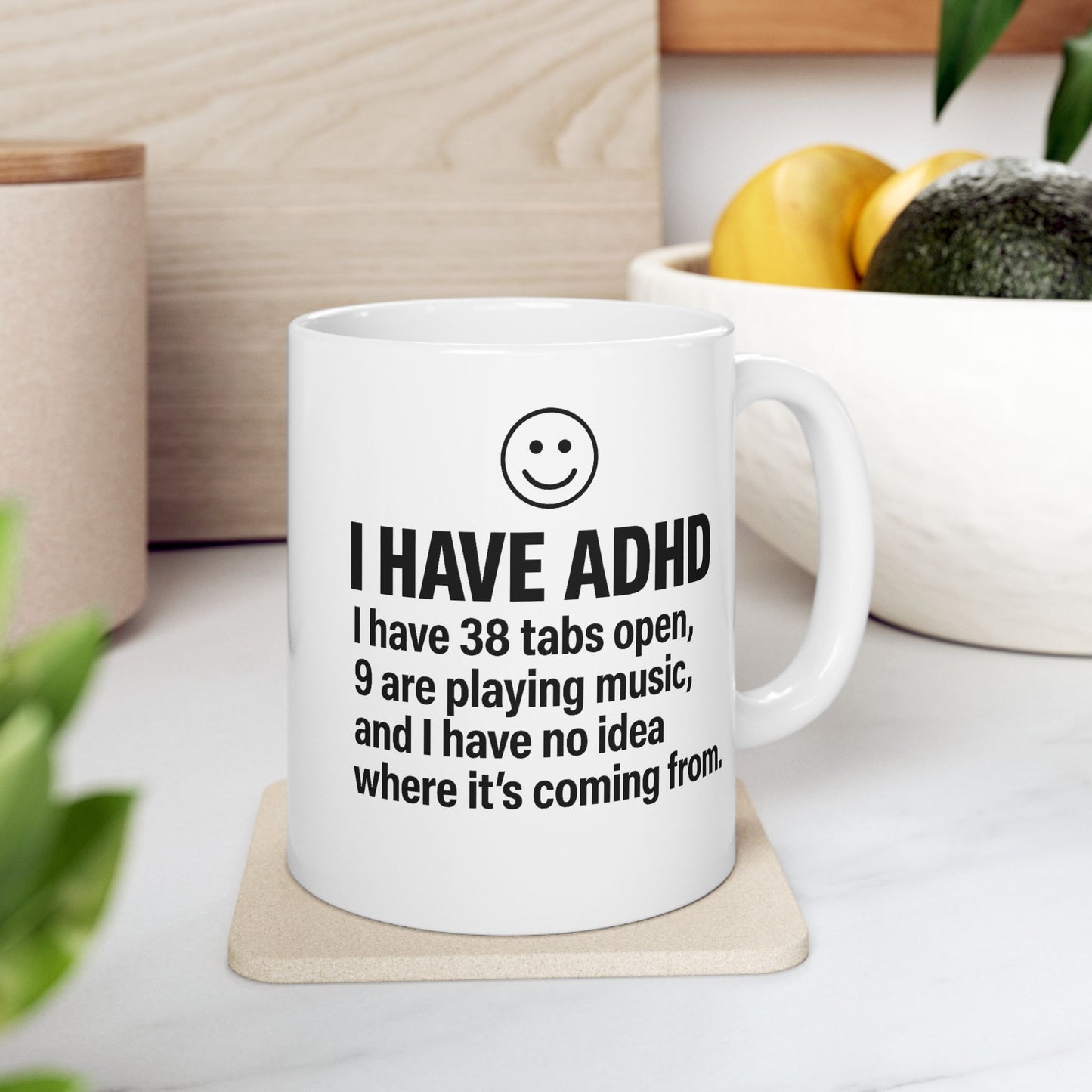 ADHD Awareness Inspirational Ceramic Mug, Coffee Cup for Motivation, Perfect Gift for Friends, Self-Care Reminder, Unique Office Mug,