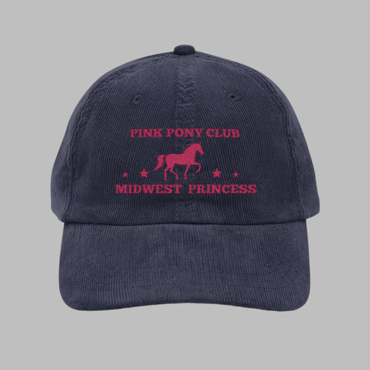 Vintage Embroidered Pink Pony Club Corduroy Cap,Roan Fan, Midwest Princess, Gift for Fans, Pink Pony Club Hat, Embroidered