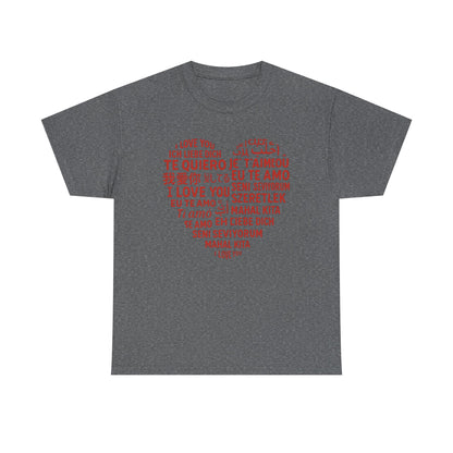 Multilingual Love Tee, Mother's Day Gift, Unisex Heavy Cotton T-Shirt, Anniversary Shirt, Valentine's Day Tee, Friendship Gift, Heartfelt